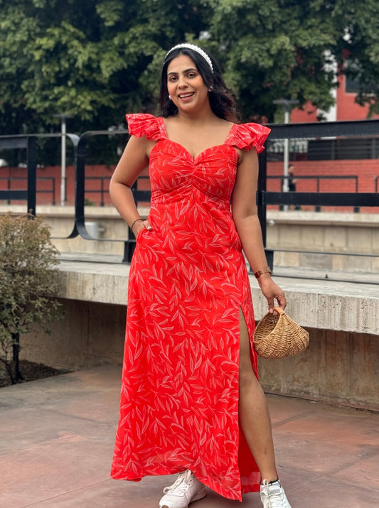 Orange slit dress