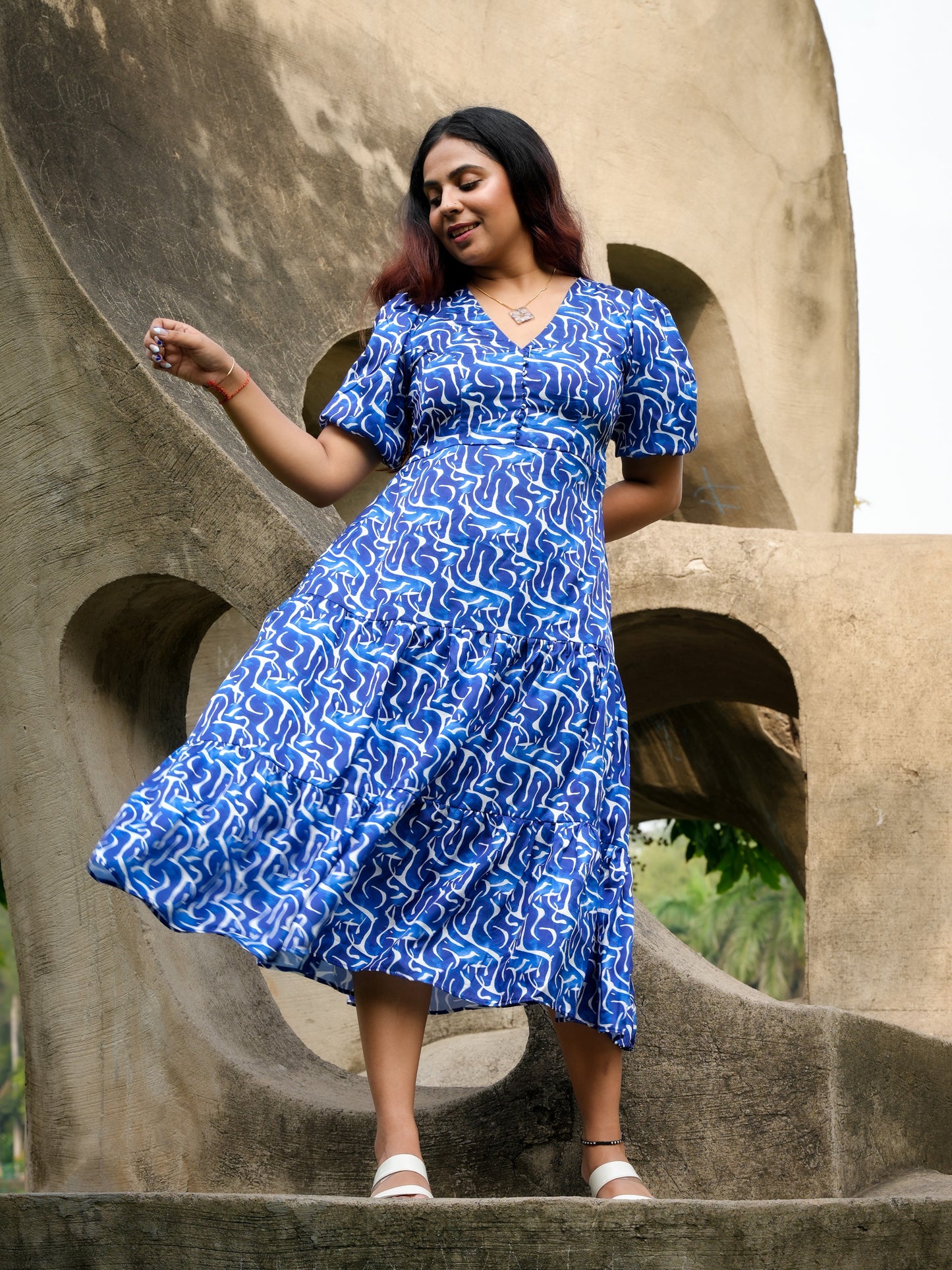 Blue print Abstract Dress