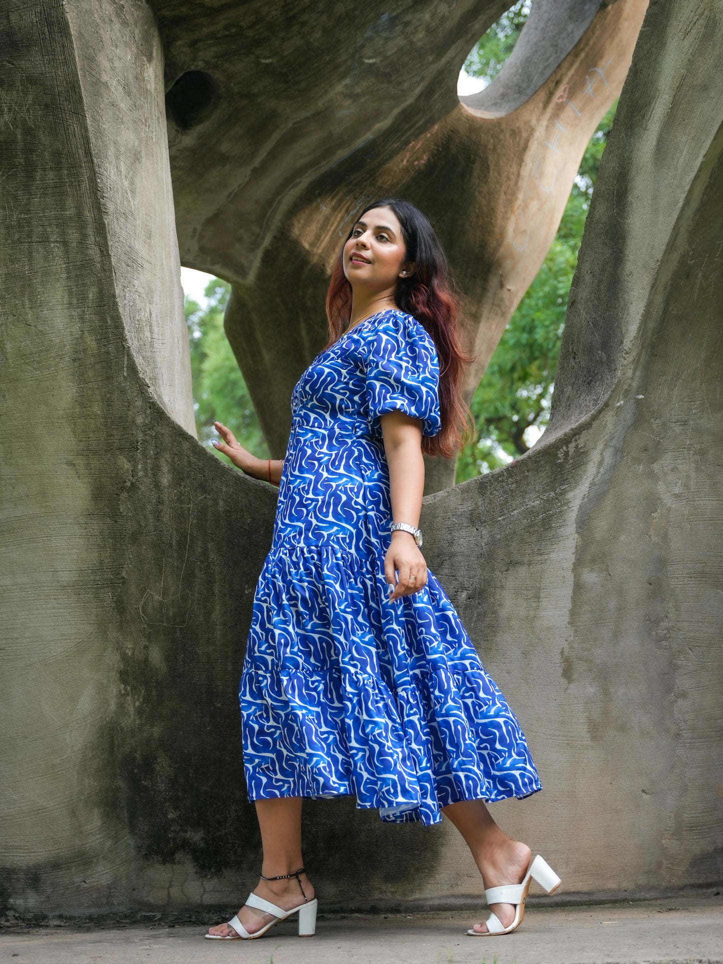 Blue print Abstract Dress